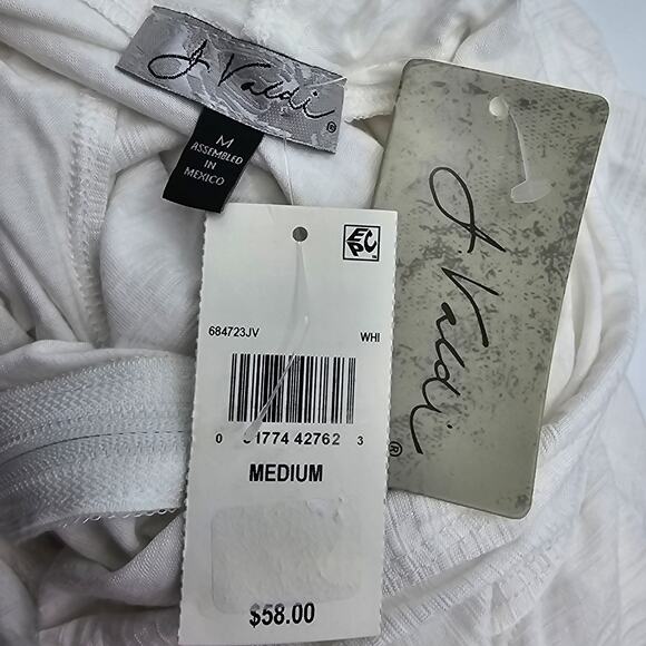 J Valdi Woman size M Kira Slub Sleeveless Full Zip Dress Swim Cover Up White NEW - Picture 6 of 8